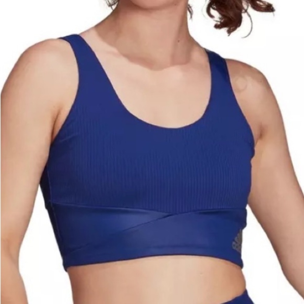 Adidas x Zoe Saldana AEROREADY Shine Sports bra size small blue workout bra